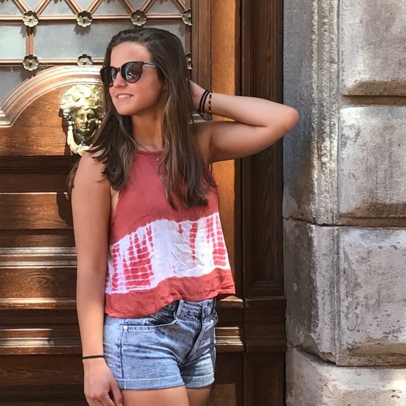 Mossimo Supply Co. Tops - Burnt Orange Tie-Dye Flowy Crop Top